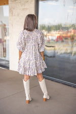 fall lavender paisley babydoll dress