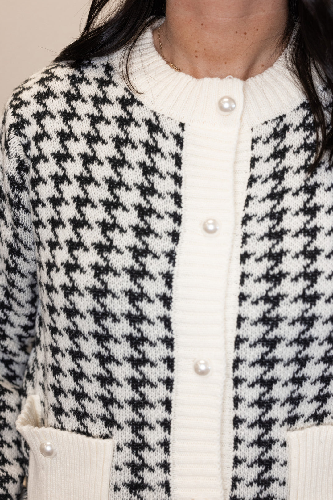 The Jacqueline Black Houndstooth Cardigan Set