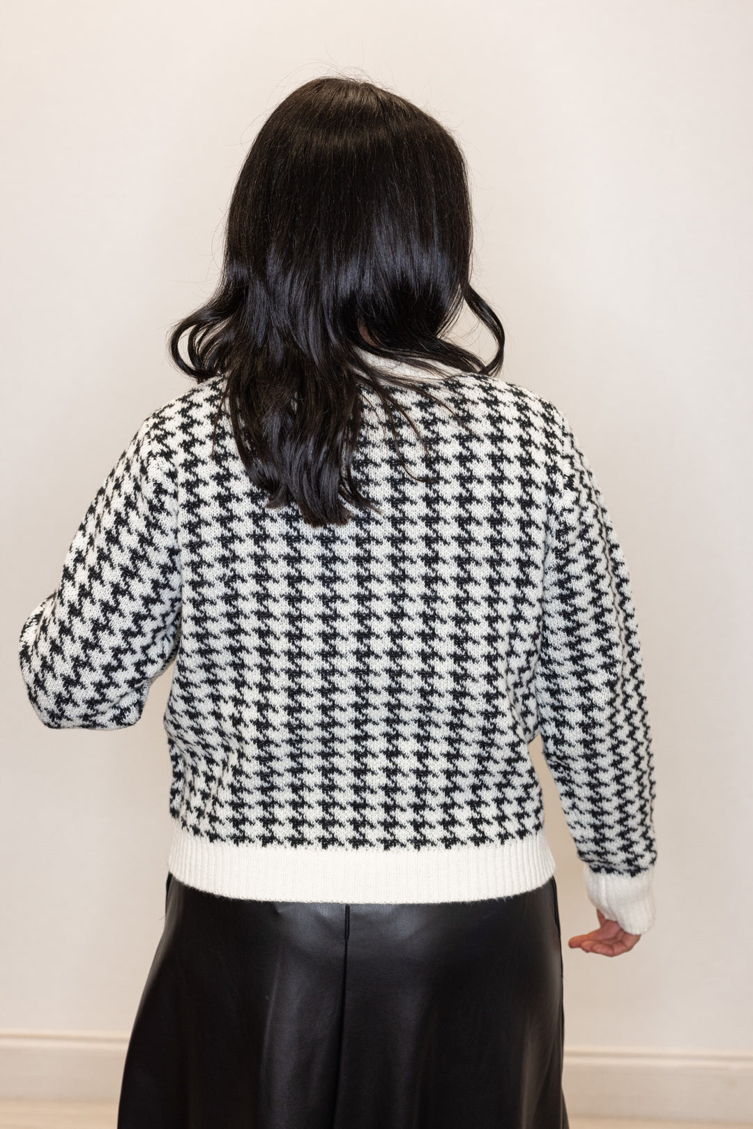 The Jacqueline Black Houndstooth Cardigan Set