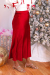 Christmas Red Elegance Midi Skirt