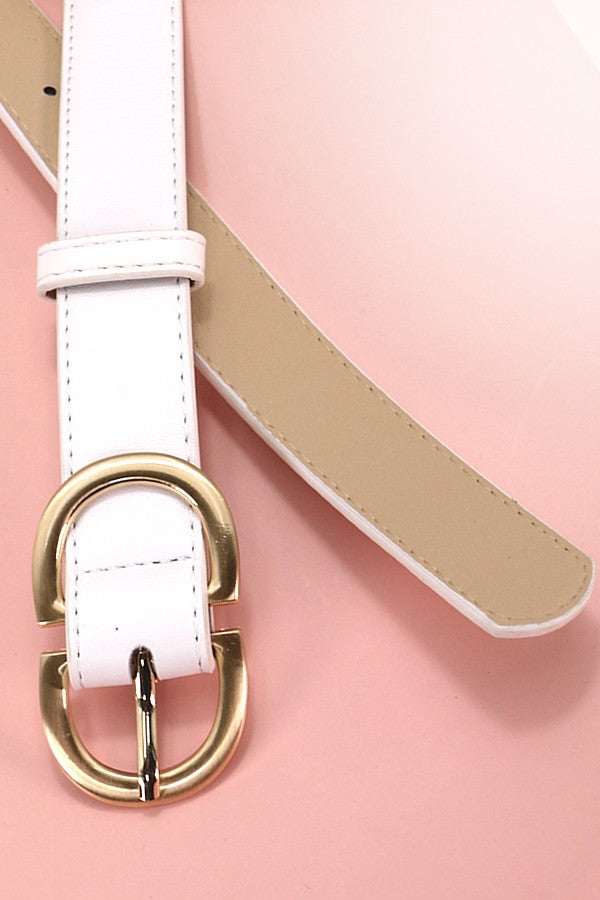 white double buckle belt