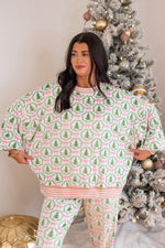 Christmas tree bow fleece pajama pullover