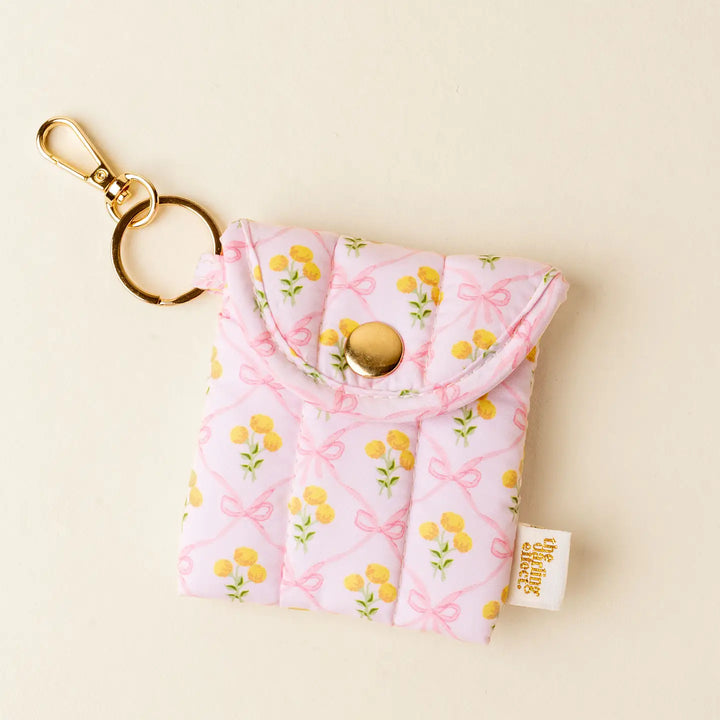 earbud quilted floral keychain case