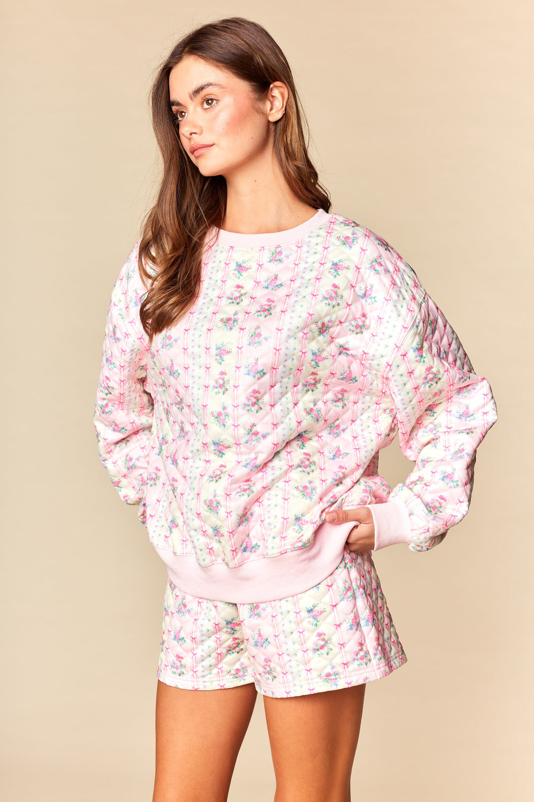 pink butter yellow floral matching sets