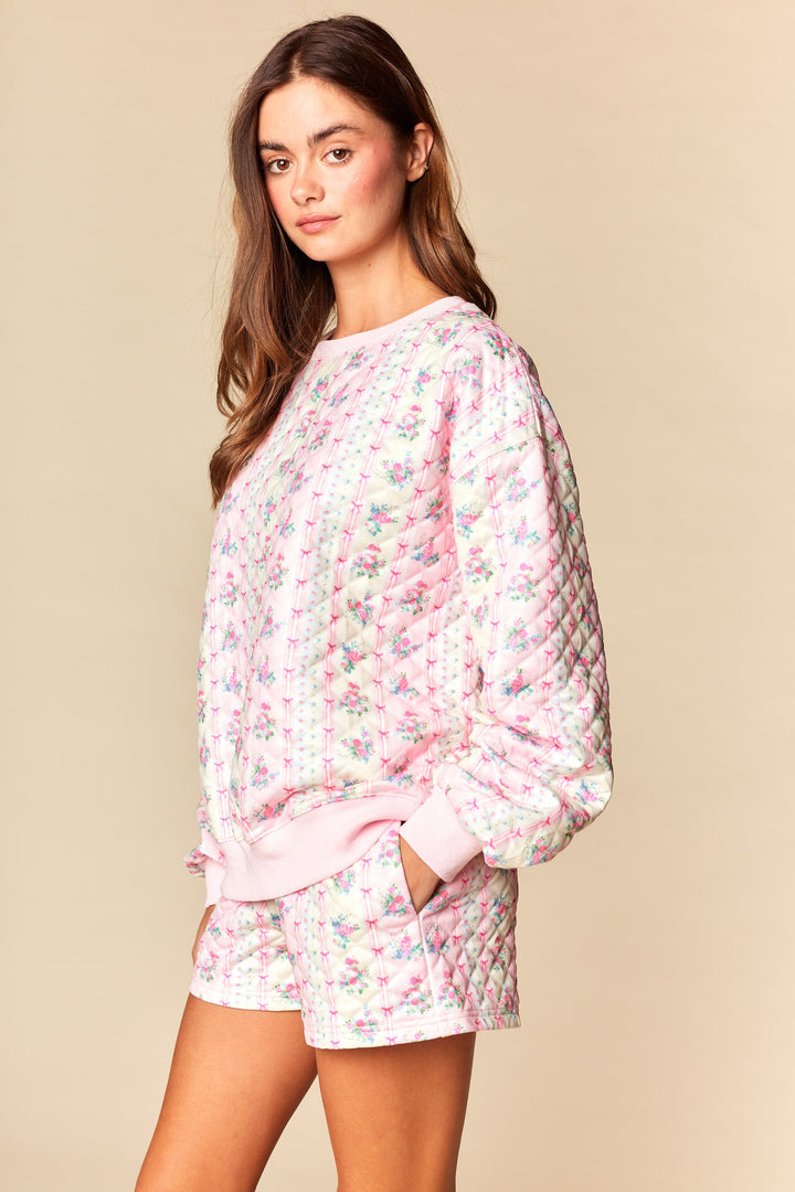 fancy pink floral matching sets pockets