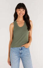 z supply sirena forest green tank top