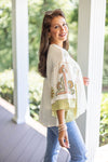 olive embroidered boho fall top