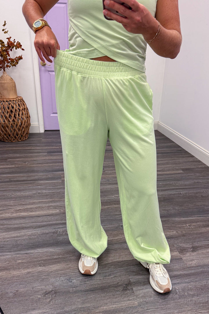free people dupe lime matching lounge set