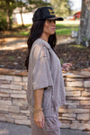 easel mocha terry knit top