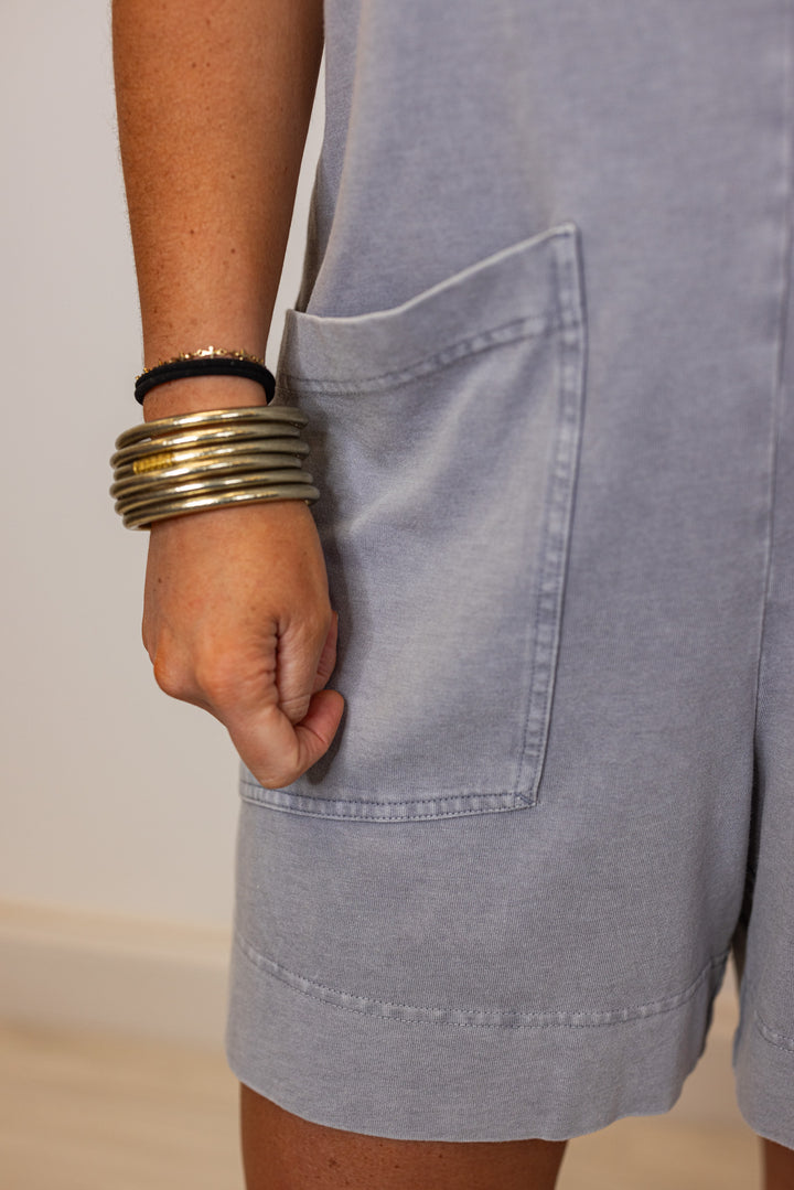 grey cotton blend oversized lounge romper