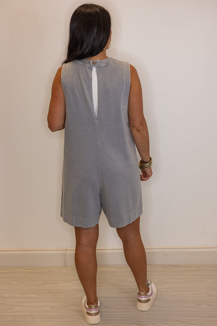 grey cotton blend oversized lounge romper