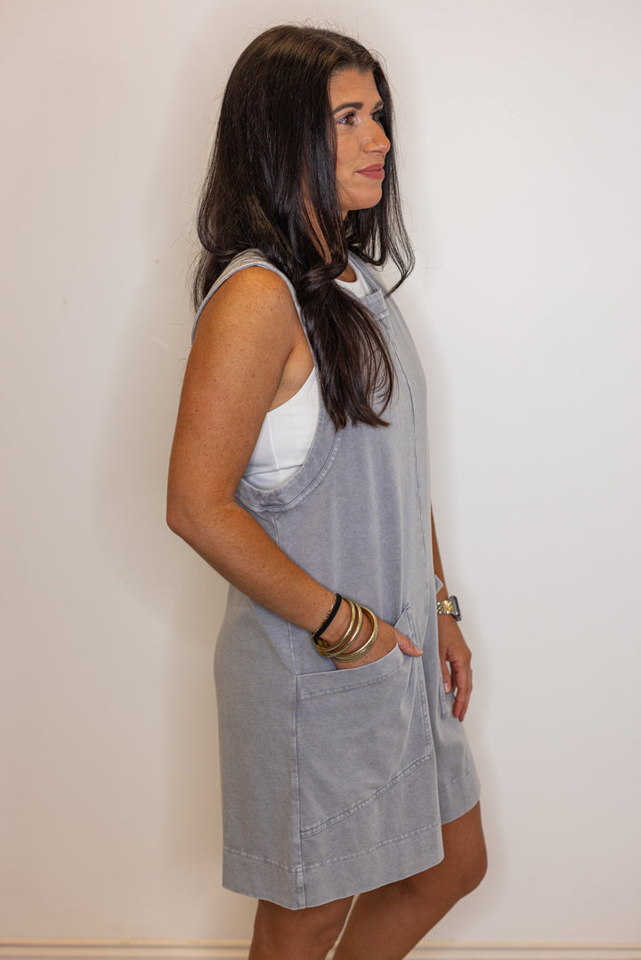 grey cotton blend oversized lounge romper