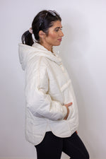 cream hooded quilted pullover