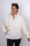 cream hooded quilted pullover