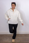 cream hooded quilted pullover