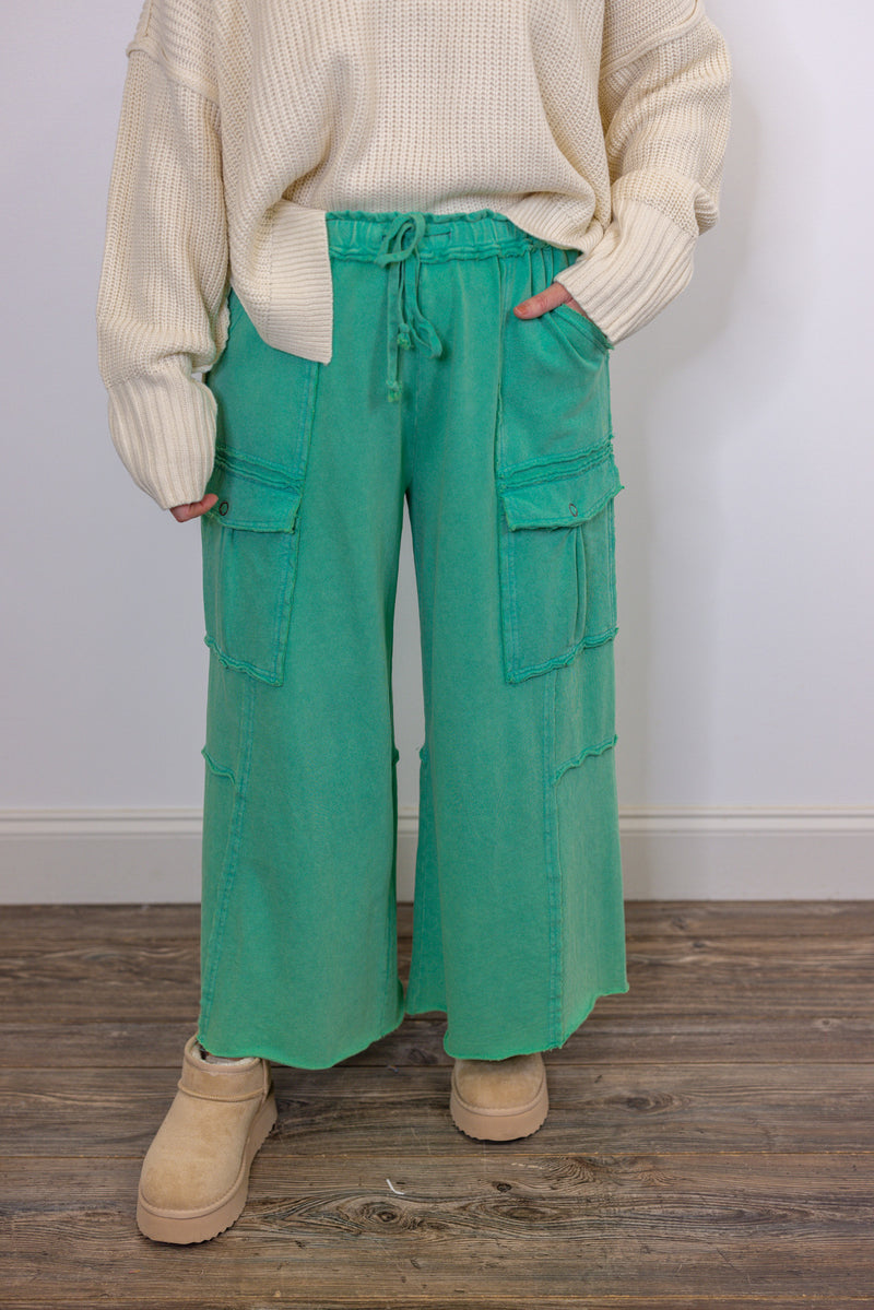 easel green knit cotton lounge pant