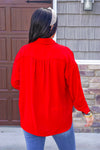 cute red button down collared top