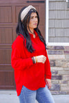 cute red button down collared top