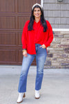 cute red button down collared top