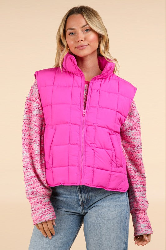 In Store Only Posh Perfection Fuchsia Puffer Vest