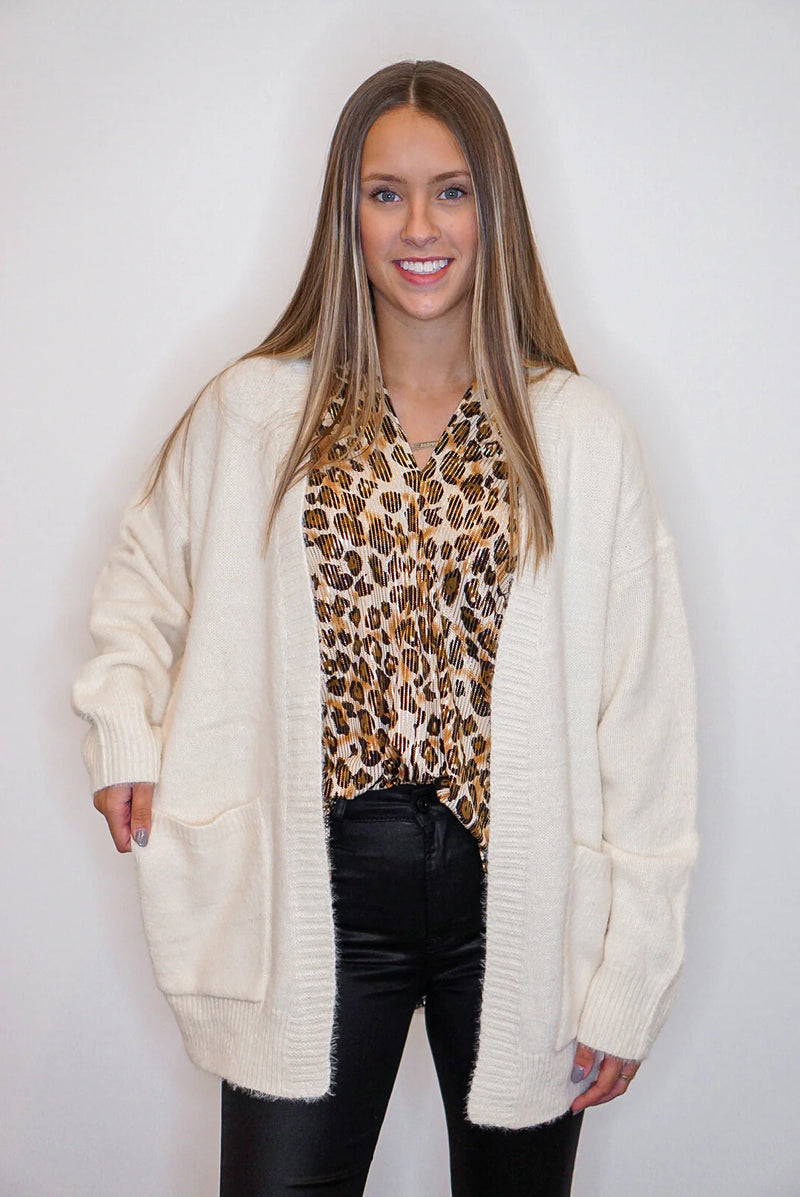 fuzzy ivory sweater cardigan