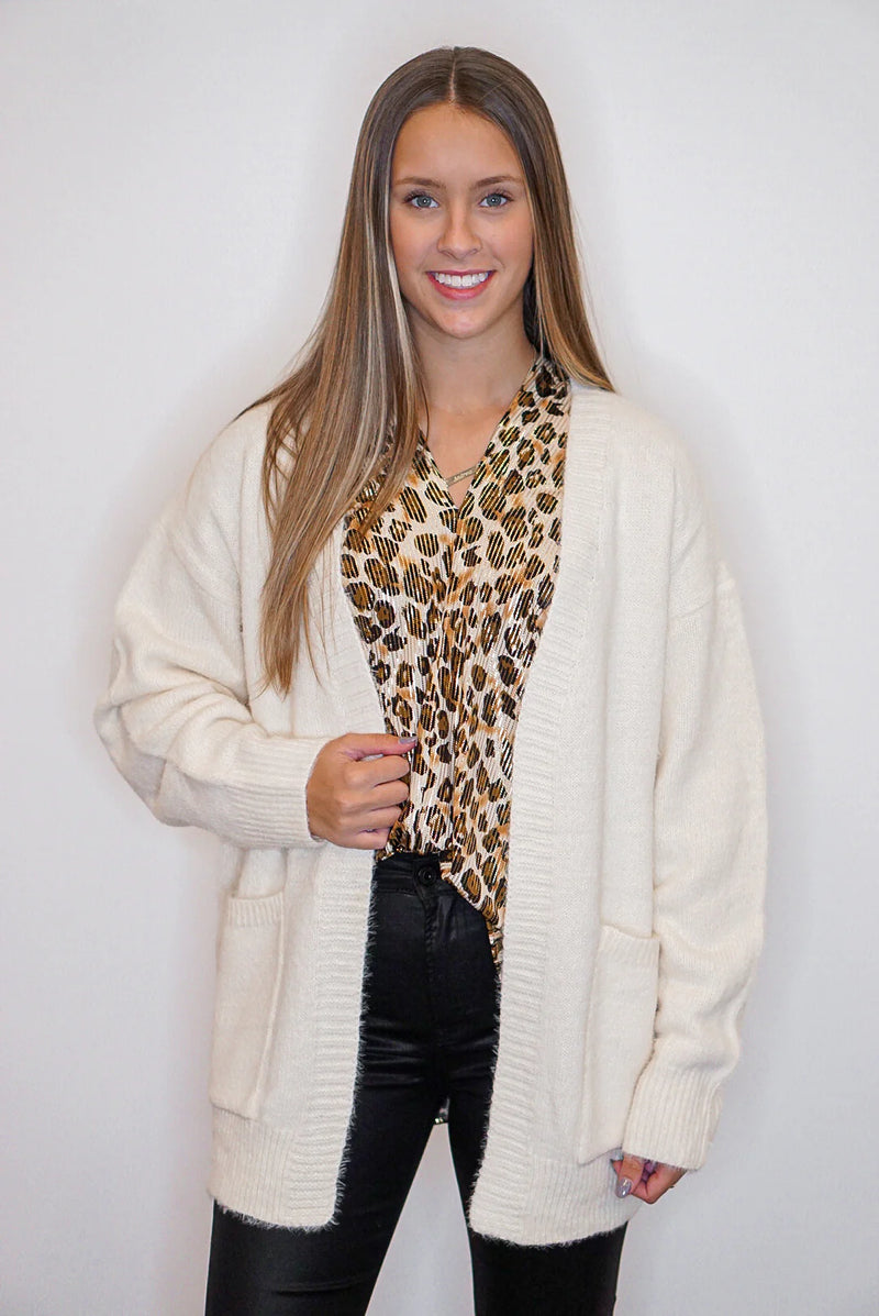 fuzzy ivory sweater cardigan