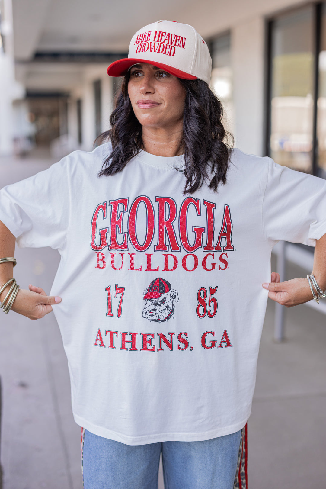 Gameday Couture Georgia Bulldogs Athens Tee showing oversized fit