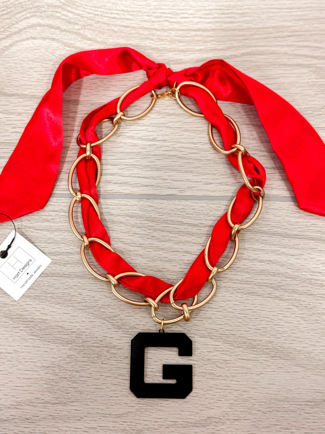 georgia gameday red scarf necklace