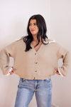 oatmeal ruffle trim sweater