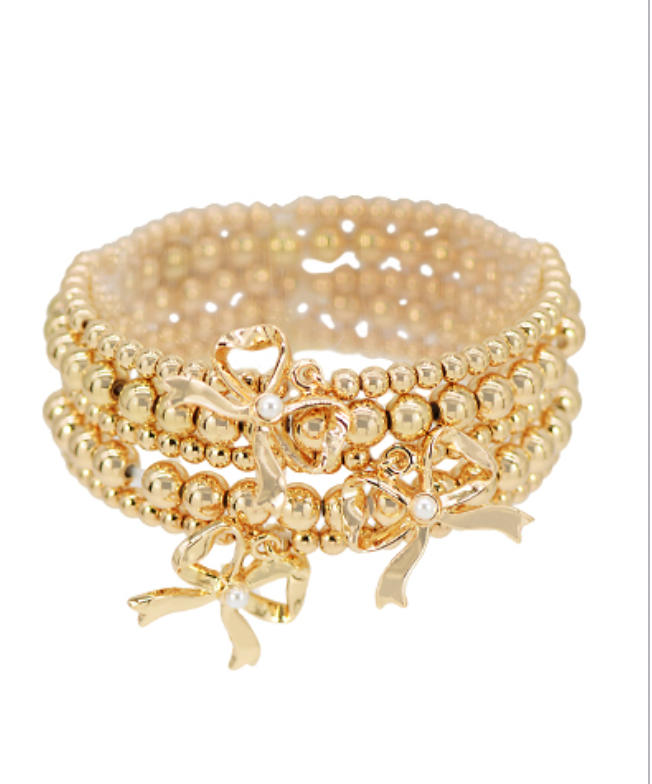 DAINTY gold beaded bow bracelets