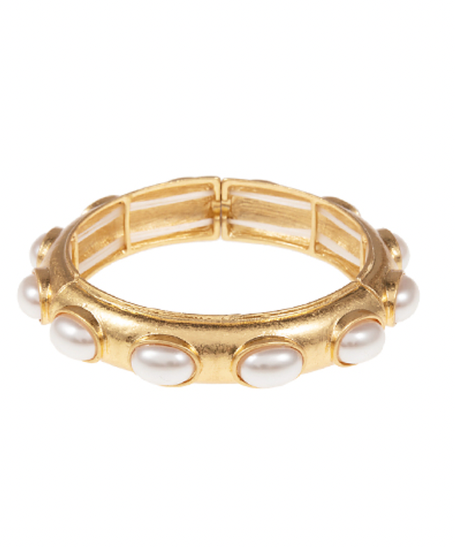 pearl stretch bangle bracelet