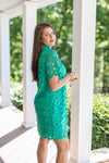 green crochet lace plus size dress