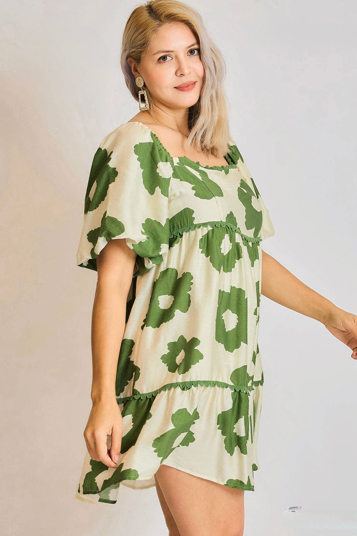 umgee plus size floral green dress