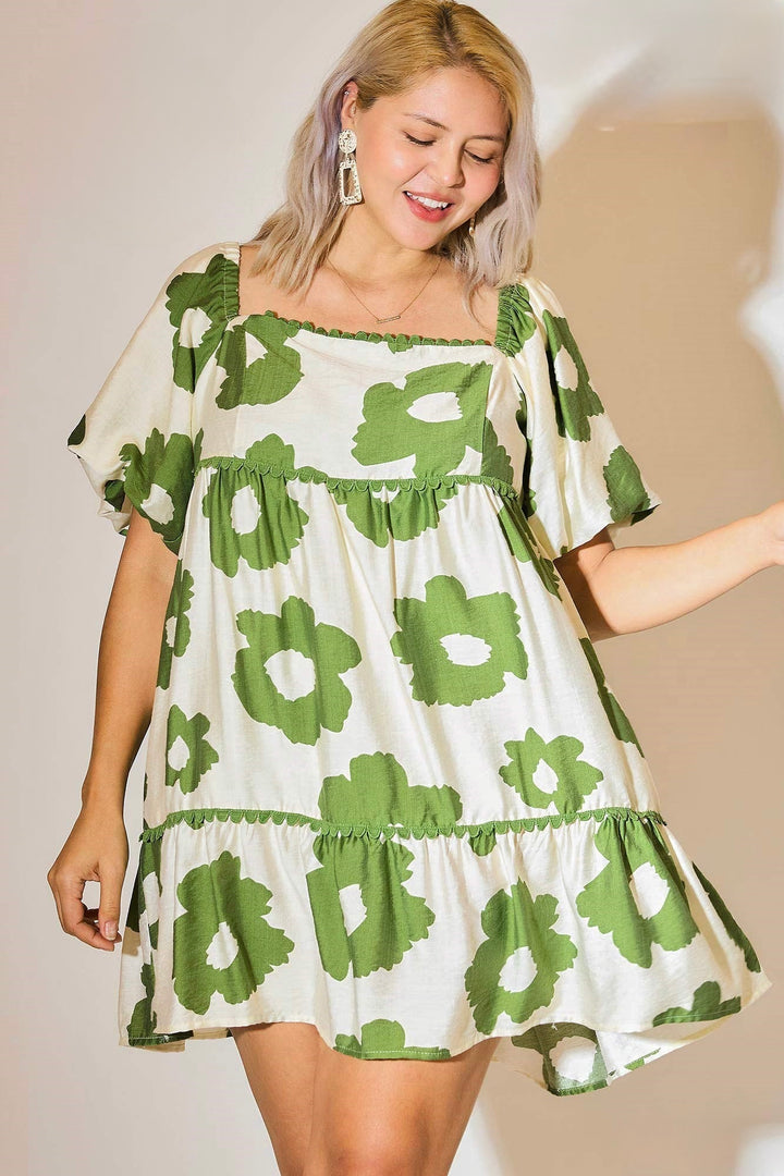 umgee plus size floral green dress