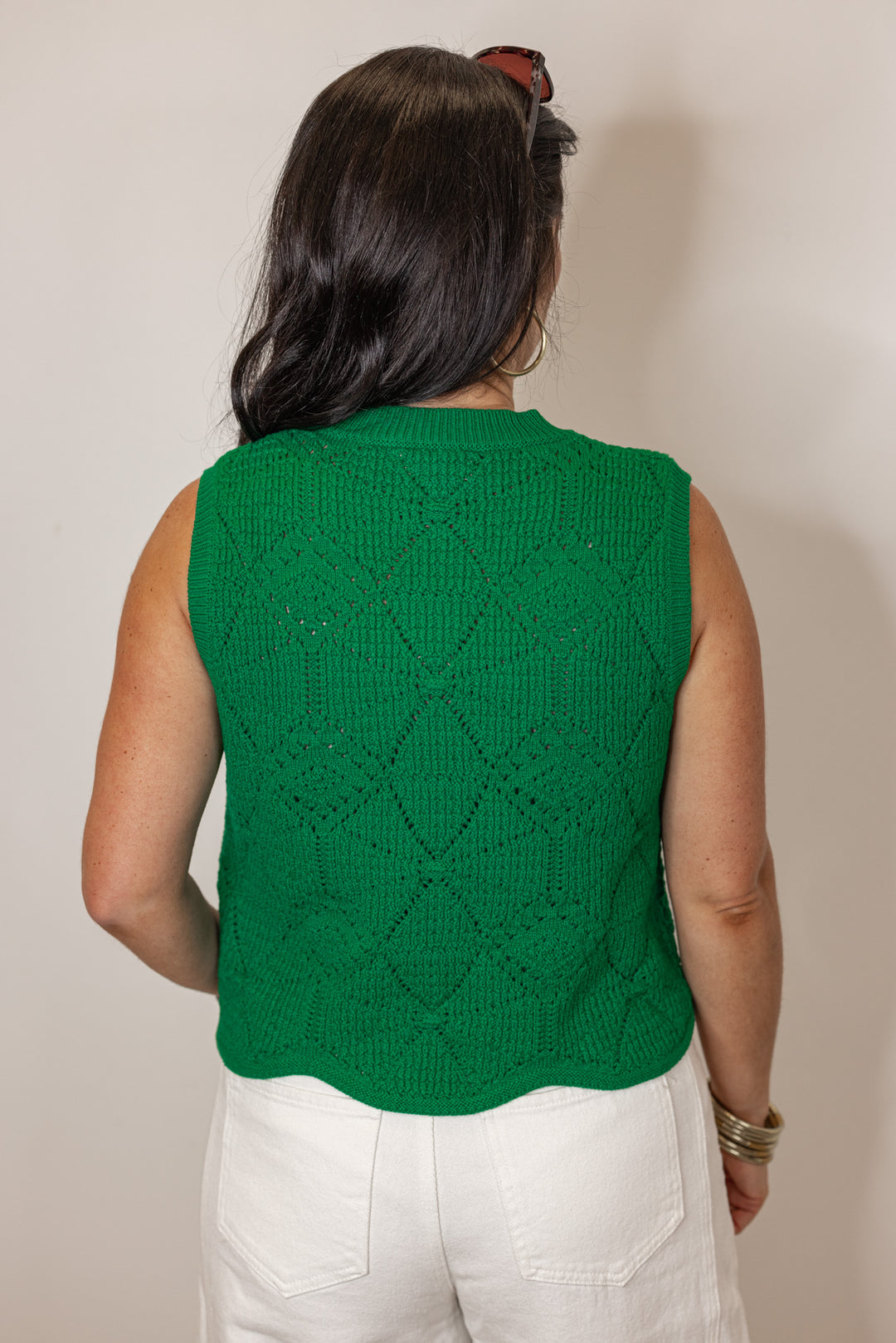 Kelly Green Sleeveless Sweater Top