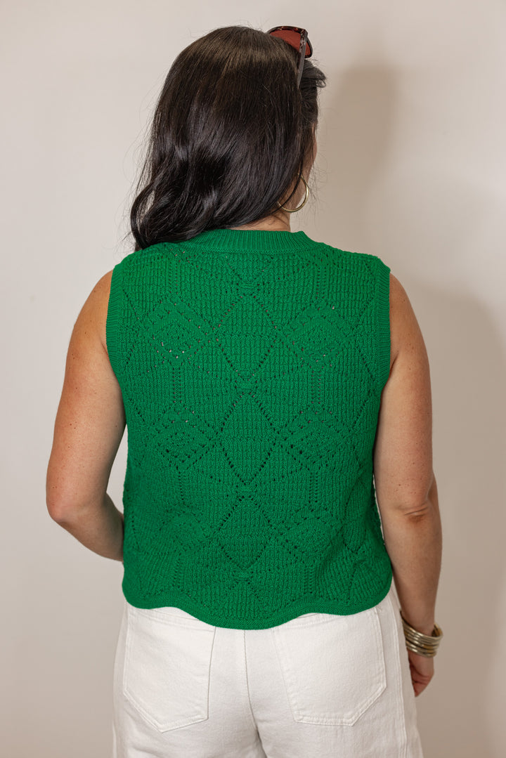 Kelly Green Sleeveless Sweater Top