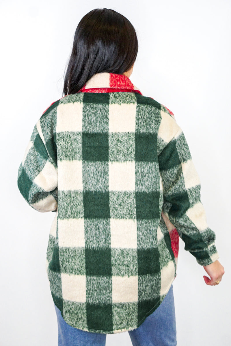 green red plaid shacket