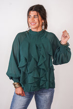 green ruffle entro top