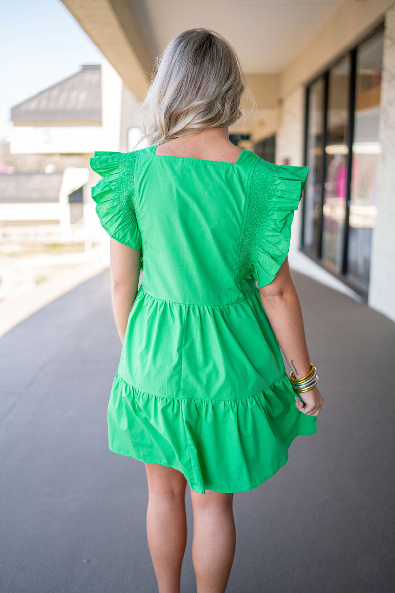 Brighter Days Green Tiered Dress