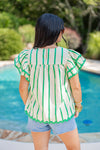 green striped ric rac babydoll top