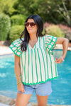 green striped ric rac babydoll top