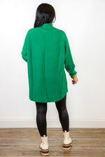 green textured long oversized sweater tunic