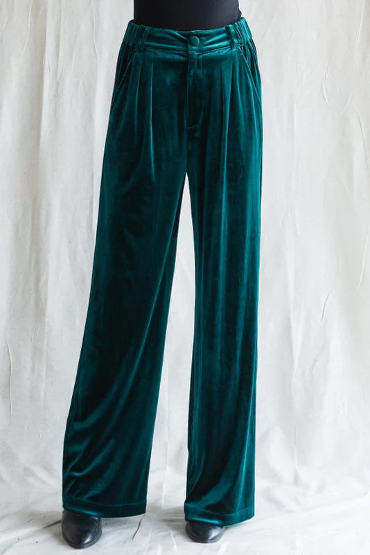 Christmas green velvet holiday pants