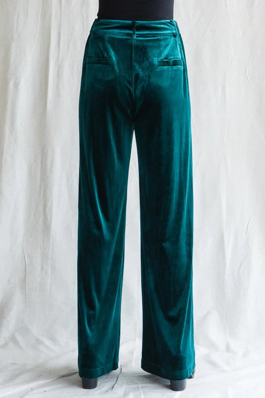 Christmas green velvet holiday pants