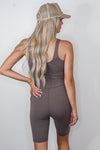 grey fitted athleisure romper rae mode