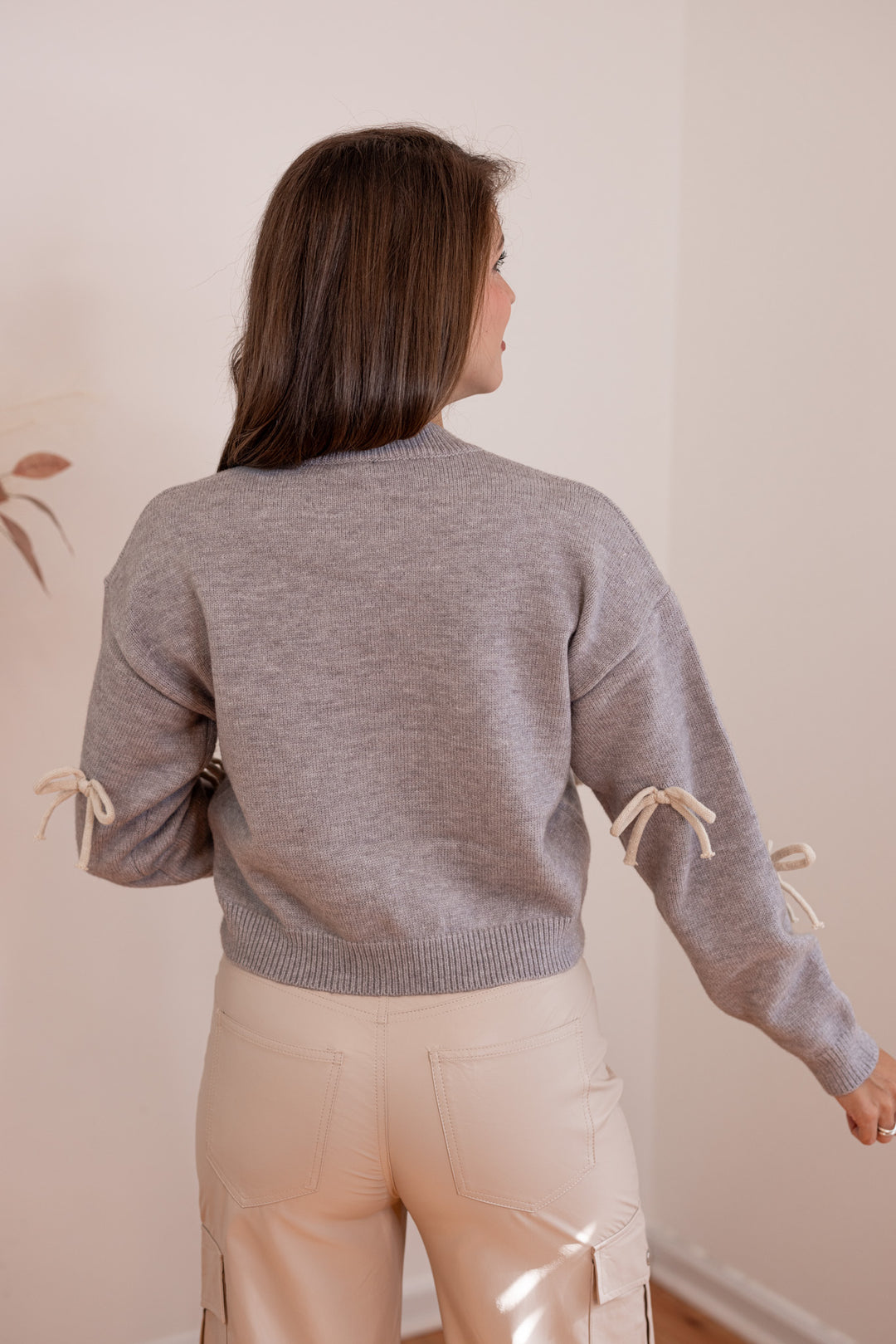 grey ivory bow sweater