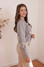 grey ivory bow sweater