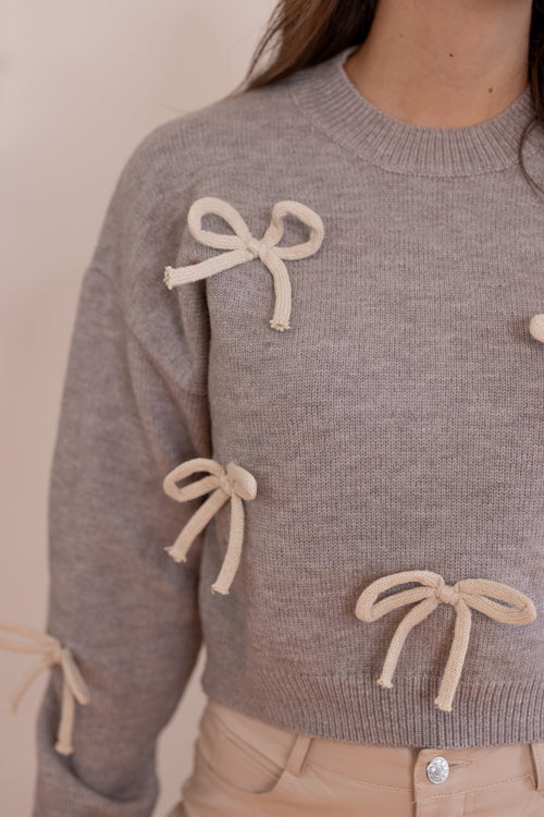 grey ivory bow sweater