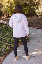 grey pink stitch hooded pullover