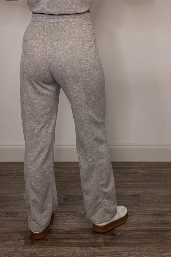 grey scuba knit elastic waist pants